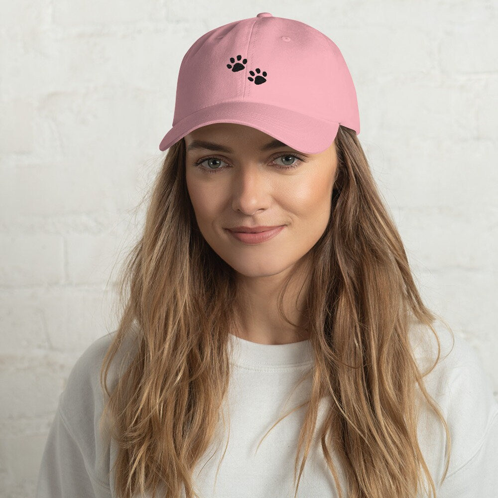 Dog mom hat, dog paws hat, dad hat, dog mom gift, pink dog hat, blue dog hat
