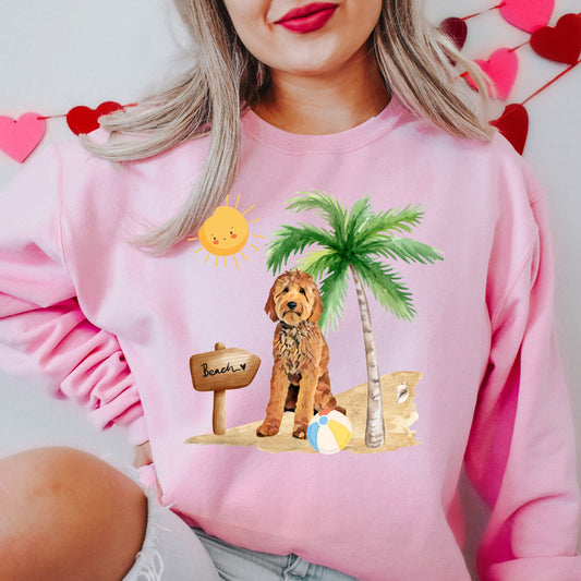 Beach golden doodle sweatshirt, summer collection, doodle mom shirt, doodle dad t-shirt, labradoodle, bernedoodle, dog mom gift, doodle love