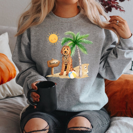 Beach golden doodle sweatshirt, summer collection, doodle mom shirt, doodle dad t-shirt, labradoodle, bernedoodle, dog mom gift, doodle love