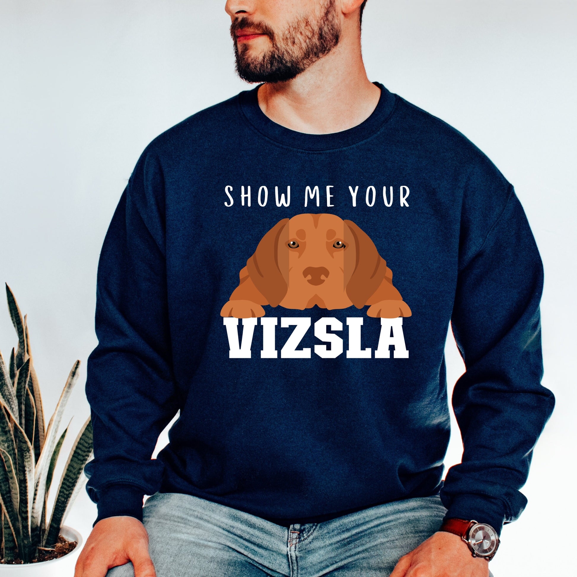 Show me your Vizsla sweatshirt, Vizsla lover shirt, Vizsla gifts for women and men, unisex crewneck sweatshirt