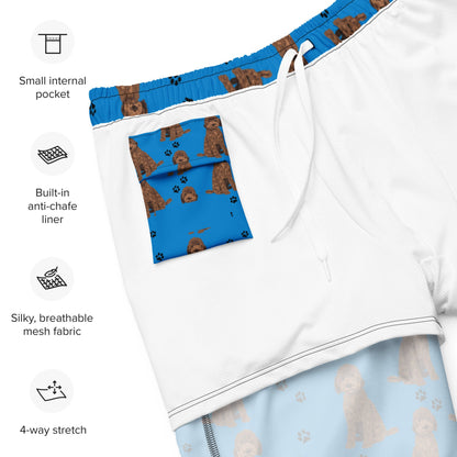 Goldendoodle summer swim shorts for men, blue swim trunks teenagers, boyfriend swimshort, husband gift, mens summer swimwear collection 2023