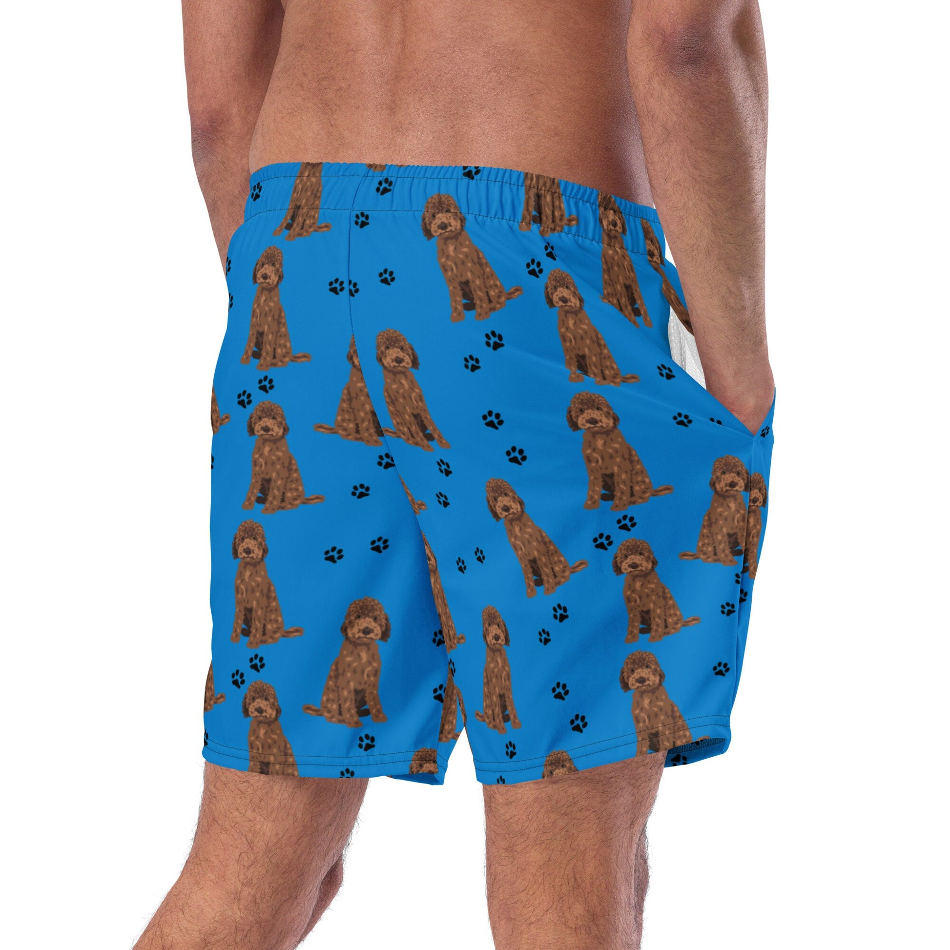Goldendoodle summer swim shorts for men, blue swim trunks teenagers, boyfriend swimshort, husband gift, mens summer swimwear collection 2023