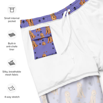 Lavender Goldendoodle summer swim shorts for men, lavender swim trunks teenager, boyfriend swimshort, husband gift, swimwear collection 2023