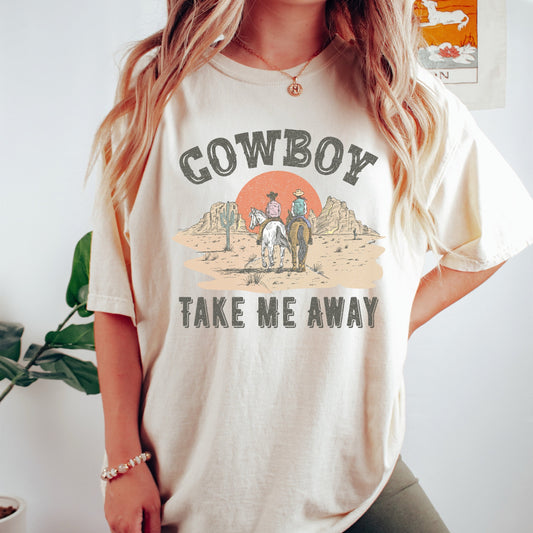 Cowboy take me away tee, cowgirls tee, comfort colors vintage inspired tshirt, comfort colors shirt, Nashville tee, tennessee tee, texas tee