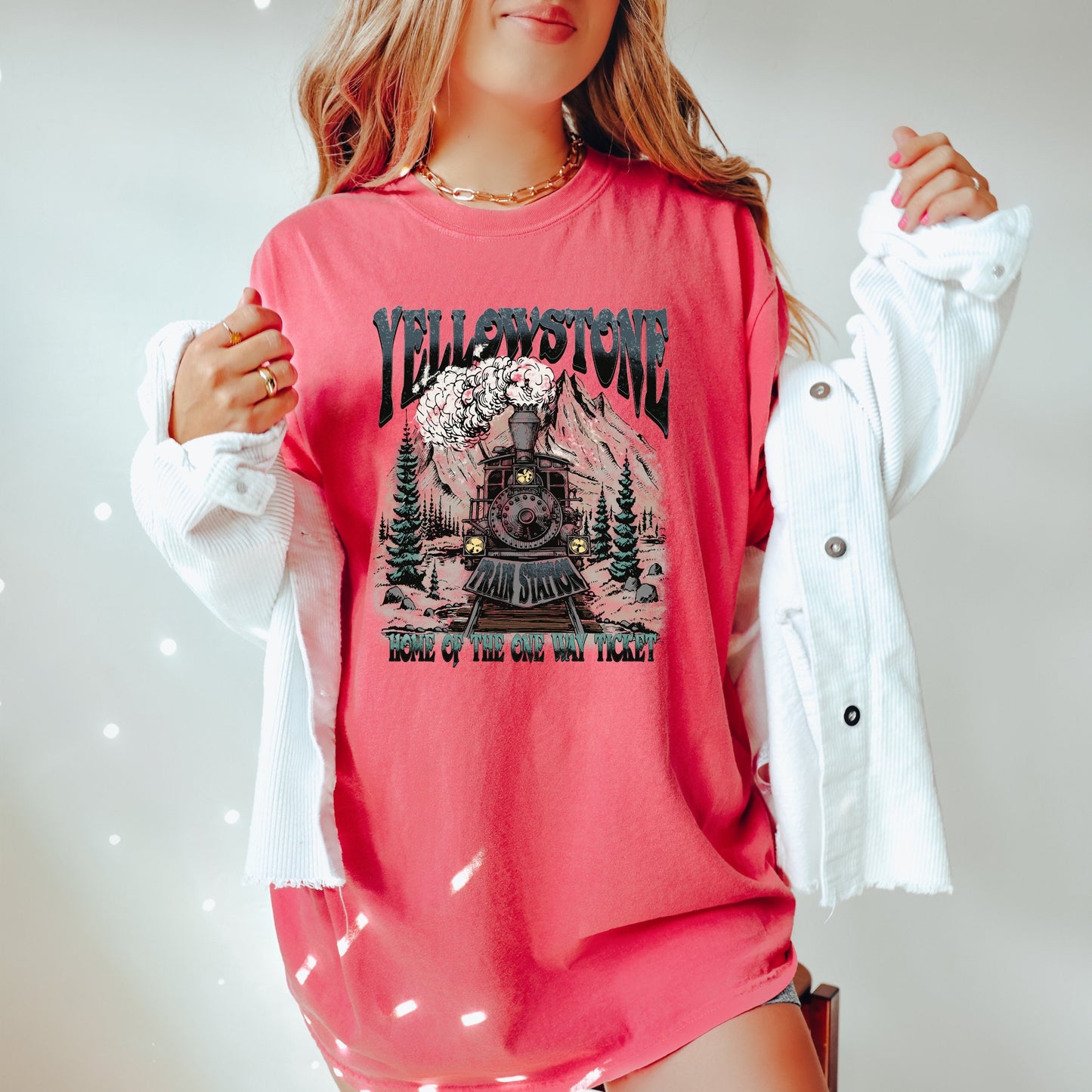 Yellowstone train station tee, one way ticket t-shirt, rodeo cowgirl t-shirt, cowgirls tee, comfort colors tshirt, yellowstone national park