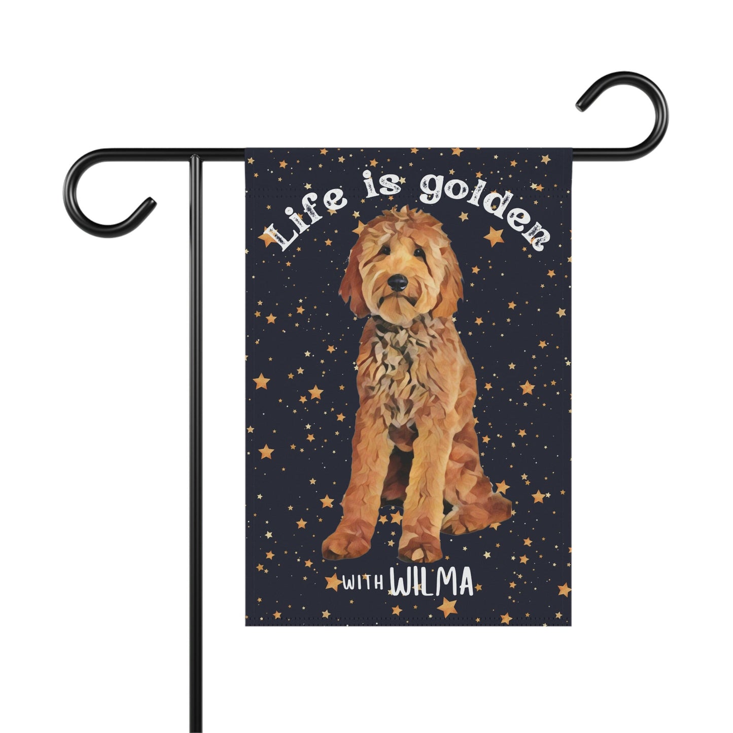 Life is golden Goldendoodle garden flag