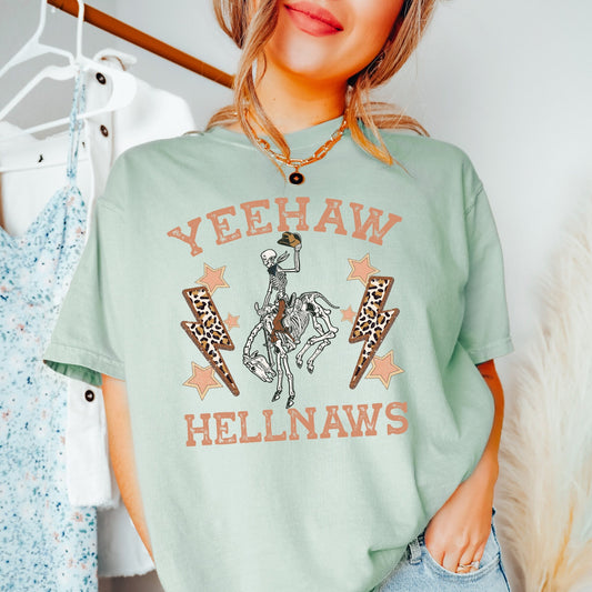 Yeehaw hellnaw tee, cowgirls tee, comfort vintage inspired colors t-shirt, Nashville tee, tennessee tee, cowgirl gifts, gift western shirt
