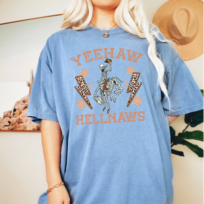 Yeehaw hellnaw tee, cowgirls tee, comfort vintage inspired colors t-shirt, Nashville tee, tennessee tee, cowgirl gifts, gift western shirt