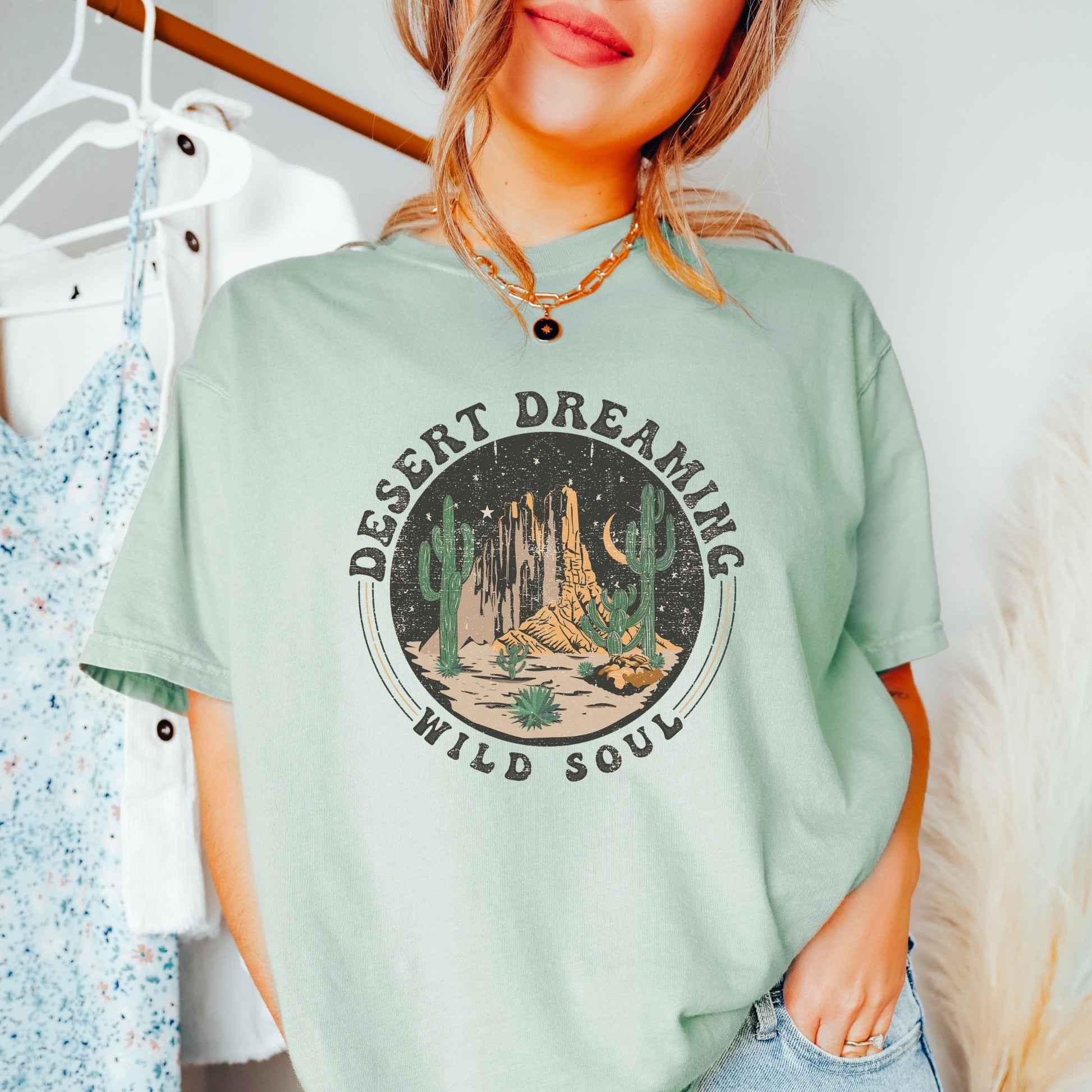 Desert dreaming t-shirt, Comfort colors t-shirt, wild soul shirt, Yellowstone tee, retro vintage camping shirt, oversized tee, retro desert