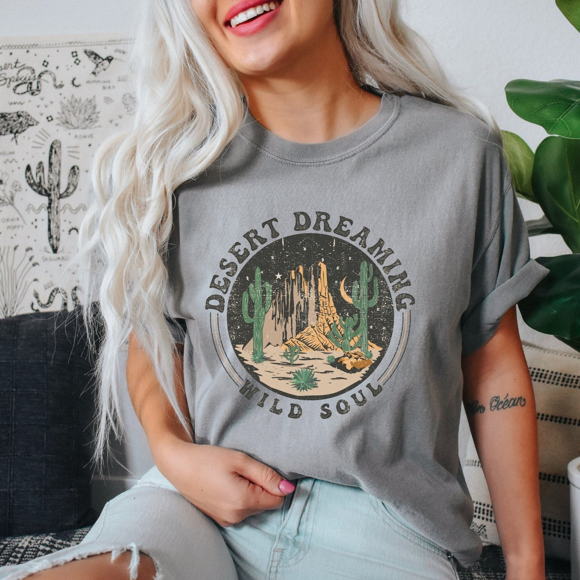 Desert dreaming t-shirt, Comfort colors t-shirt, wild soul shirt, Yellowstone tee, retro vintage camping shirt, oversized tee, retro desert