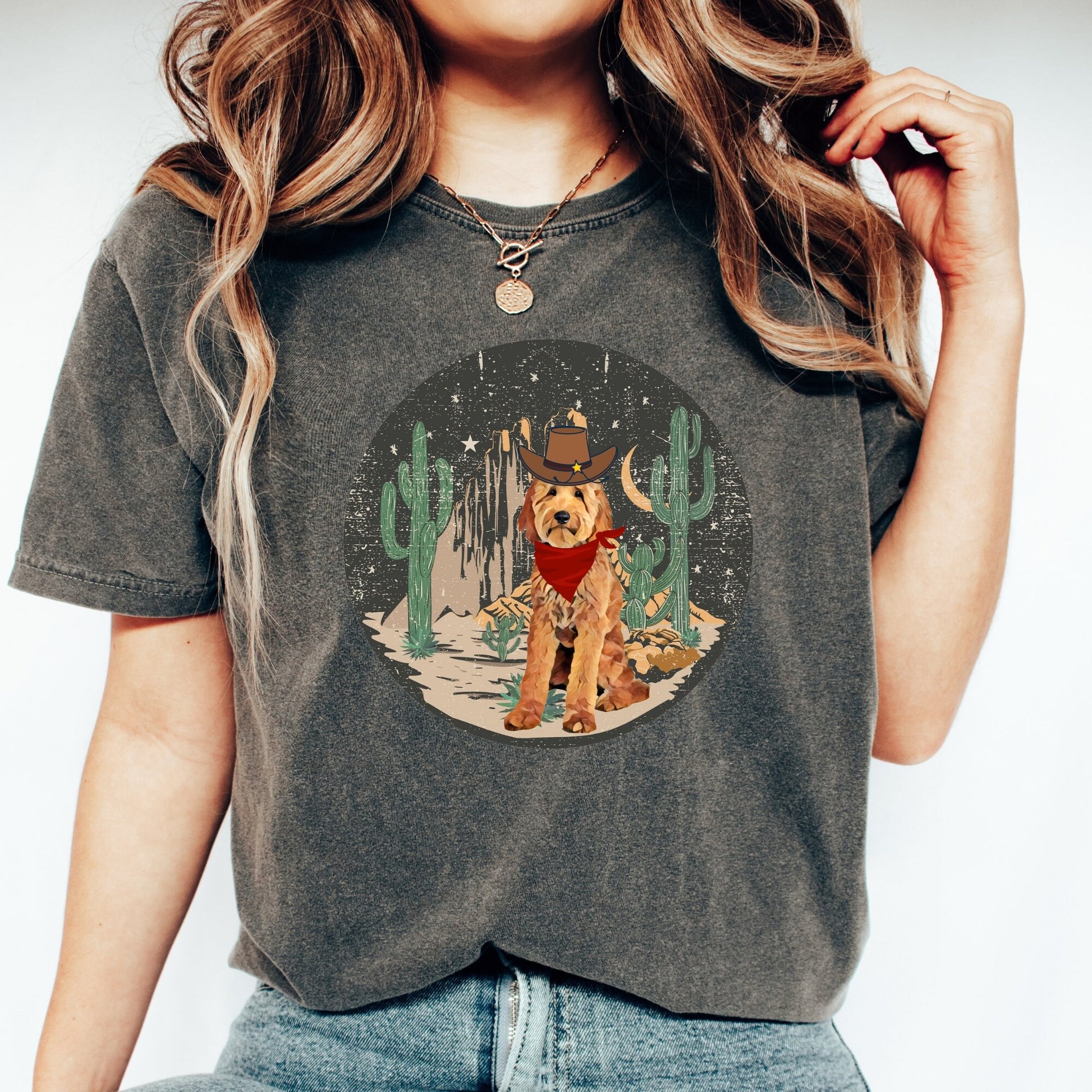Western cowboy Goldendoodle t-shirt, comfort colors t-shirt, retro texas shirt, labradoodle tee, retro bernedoodle shirt, oversized tee