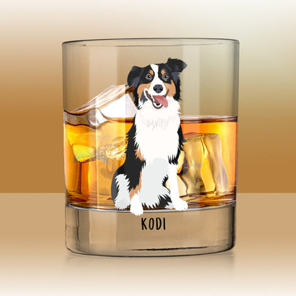 Australian shepherd whiskey glass, border collie gift, aussie mom, ausshole dad, mini aussie, red tri aussie, wedding gift, anniversary gift