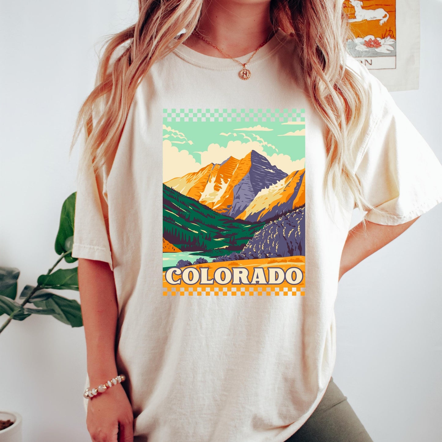 Colorado tee, rocky mountain colorado, comfort colors shirt, comfort colors 1717, vintage inspired t-shirt, retro checkered tee, boho tee