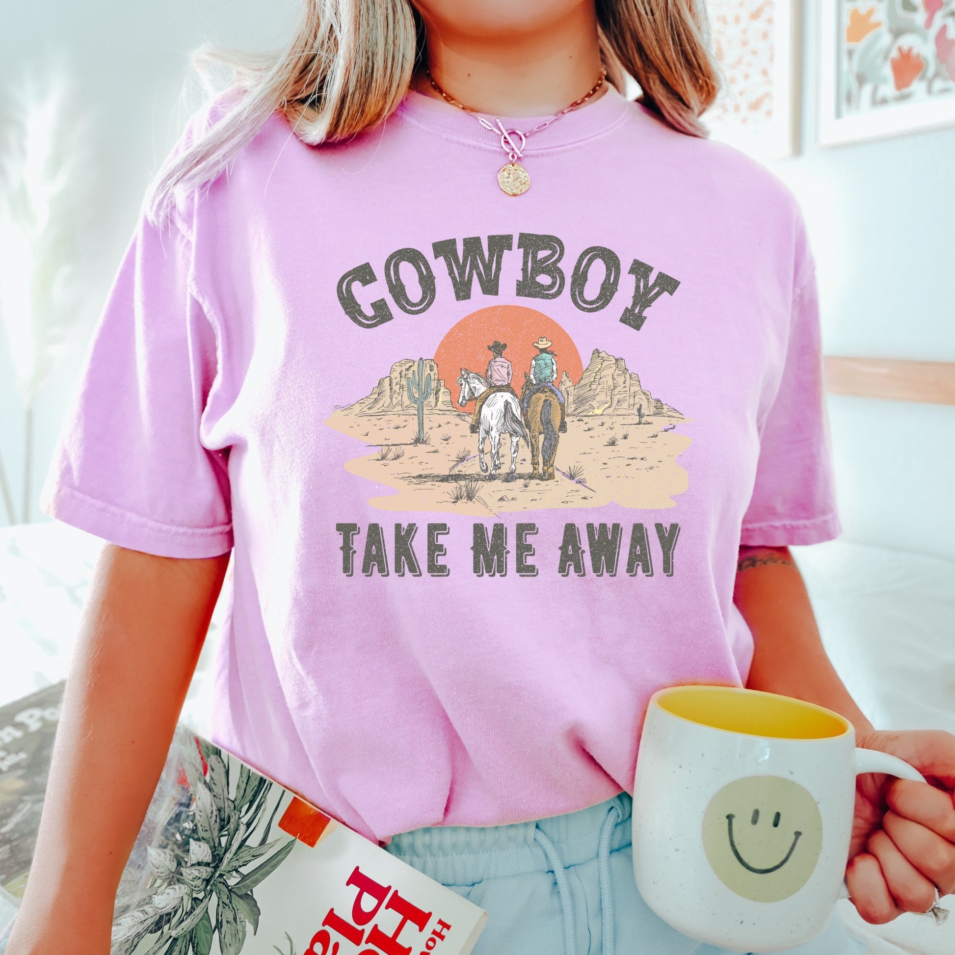 Cowboy take me away tee, cowgirls tee, comfort colors vintage inspired tshirt, comfort colors shirt, Nashville tee, tennessee tee, texas tee