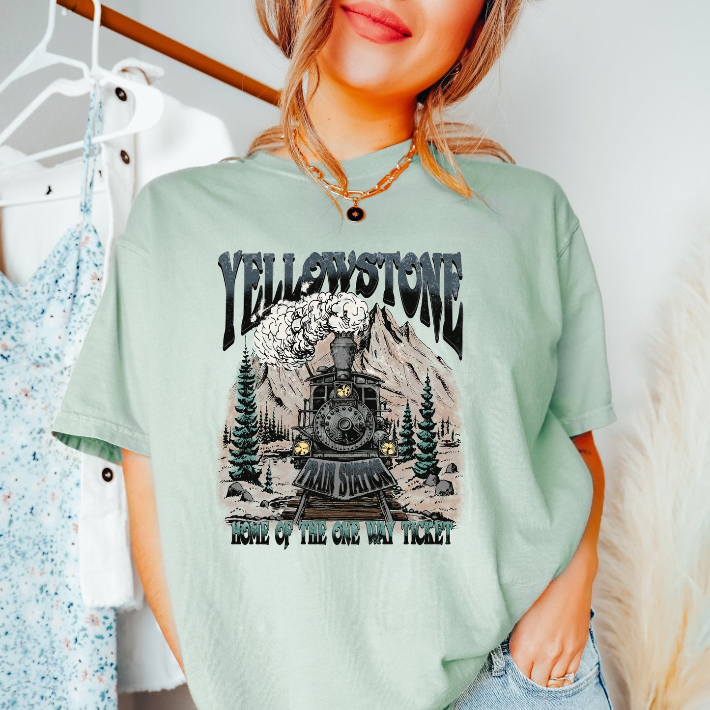 Yellowstone train station tee, one way ticket t-shirt, rodeo cowgirl t-shirt, cowgirls tee, comfort colors tshirt, yellowstone national park