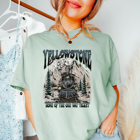 Yellowstone train station tee, one way ticket t-shirt, rodeo cowgirl t-shirt, cowgirls tee, comfort colors tshirt, yellowstone national park