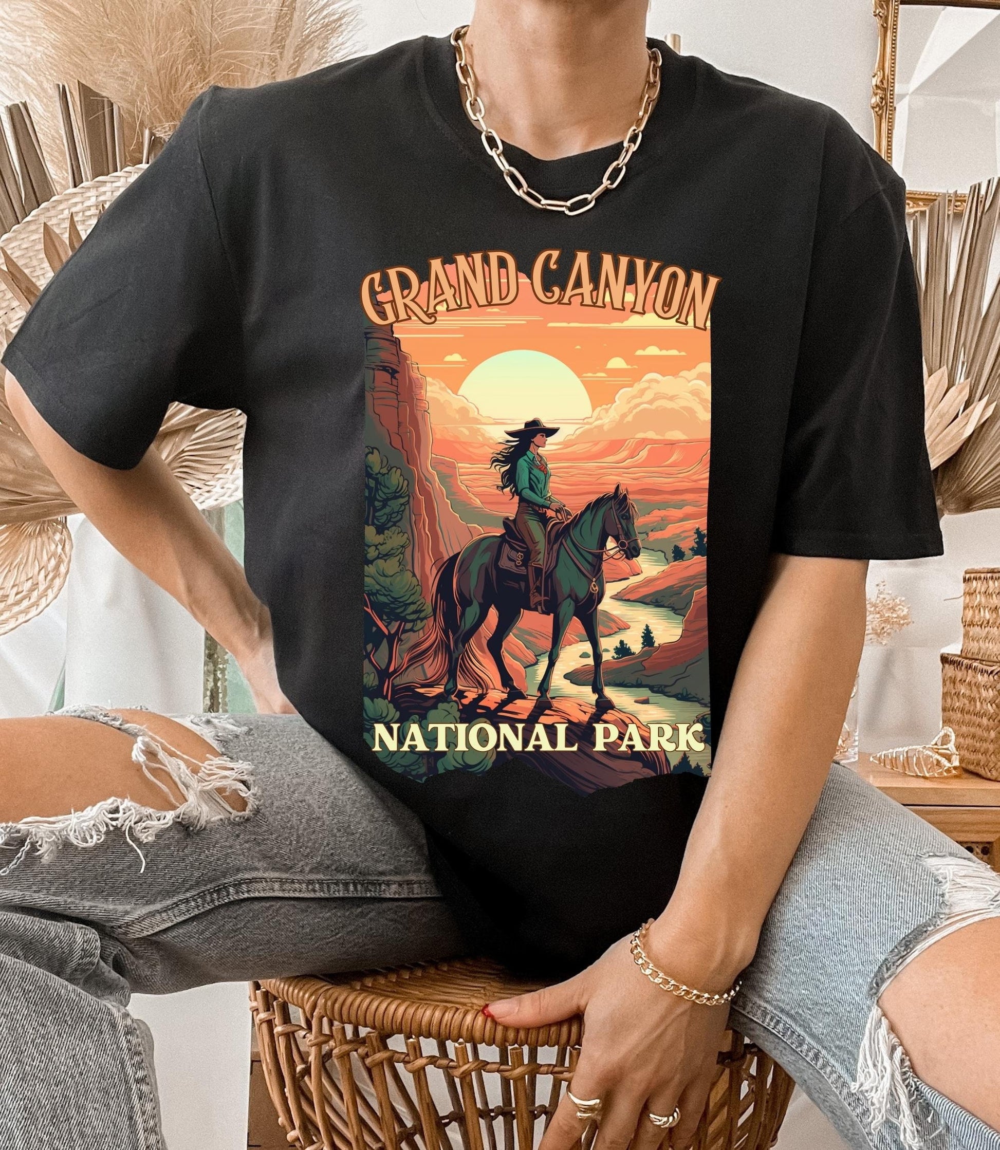 Grand canyon shirt, cowgirl tee, horse riding shirt, cowgirl gifts, sister birthday gift, rim to rim grand canyon, national park t-shirt,