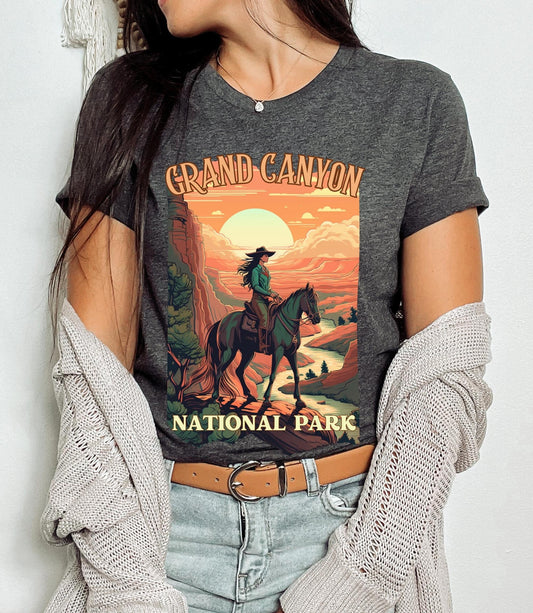 Grand canyon shirt, cowgirl tee, horse riding shirt, cowgirl gifts, sister birthday gift, rim to rim grand canyon, national park t-shirt,