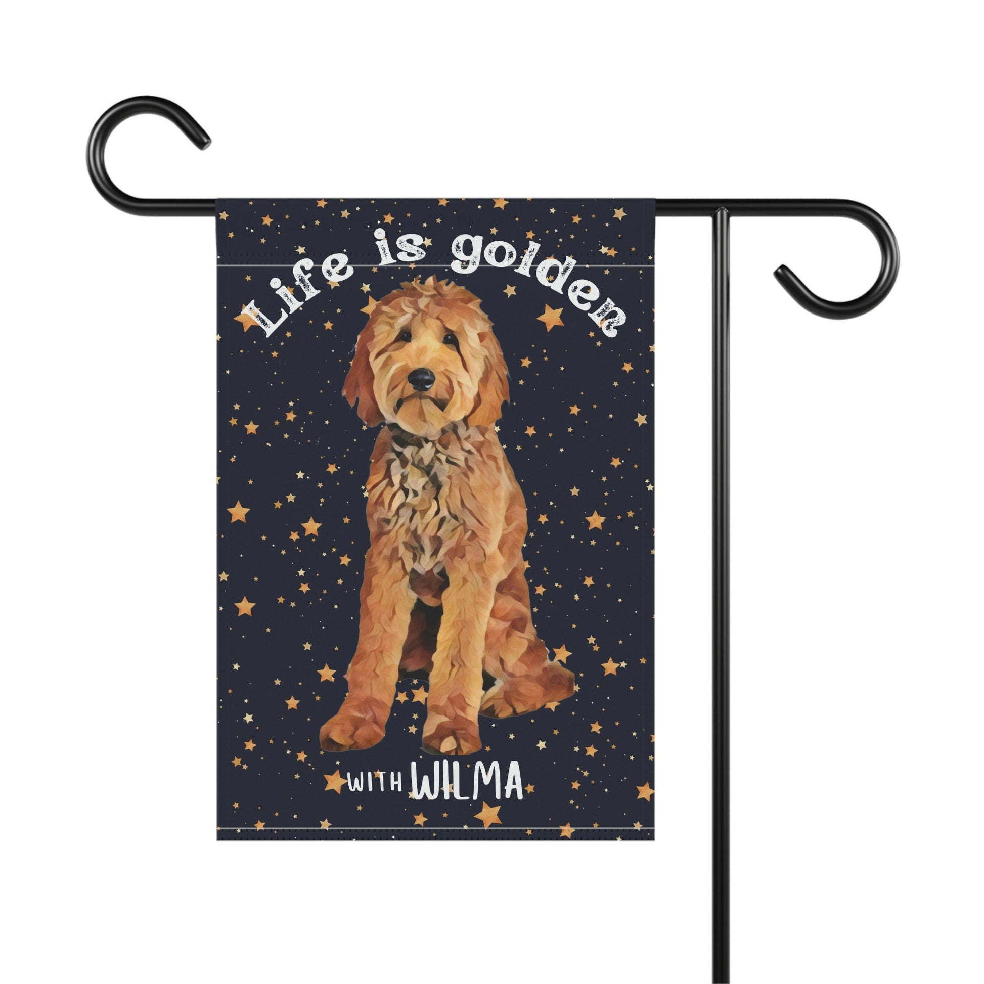 Life is golden Goldendoodle garden flag