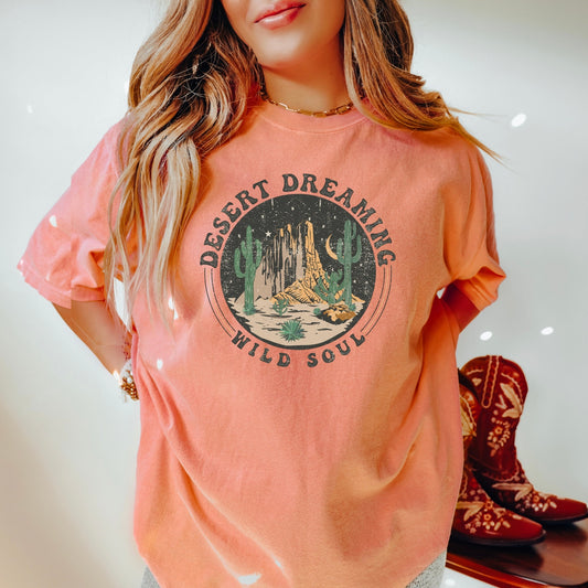 Desert dreaming t-shirt, Comfort colors t-shirt, wild soul shirt, Yellowstone tee, retro vintage camping shirt, oversized tee, retro desert