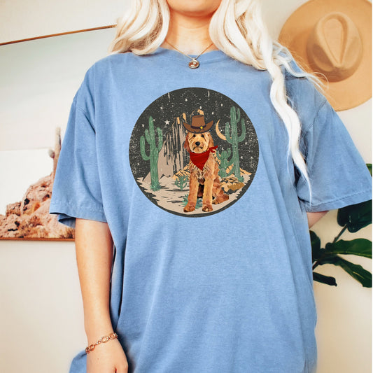 Western cowboy Goldendoodle t-shirt, comfort colors t-shirt, retro texas shirt, labradoodle tee, retro bernedoodle shirt, oversized tee