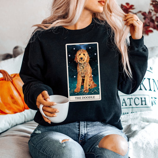 Tarot Card Golden Doodle Sweatshirt, Tarot Card Sweater, Mystical Sweater, Witchy Dog Shirt, Labradoodle, Bernedoodle, Goldendoodle Gifts