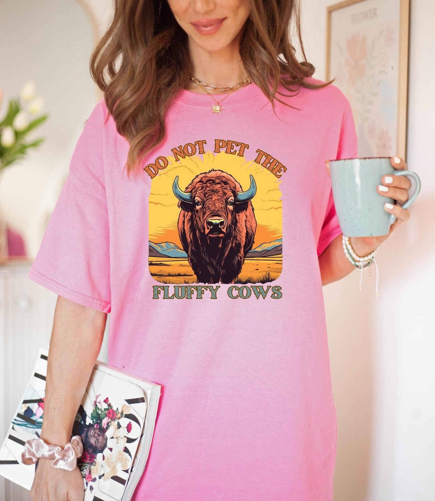 Dont pet the fluffy cows t-shirt, bison shirt, yellowstone national park tee, rocky mountain shirt, vintage inspired shirt, retro cottagecor