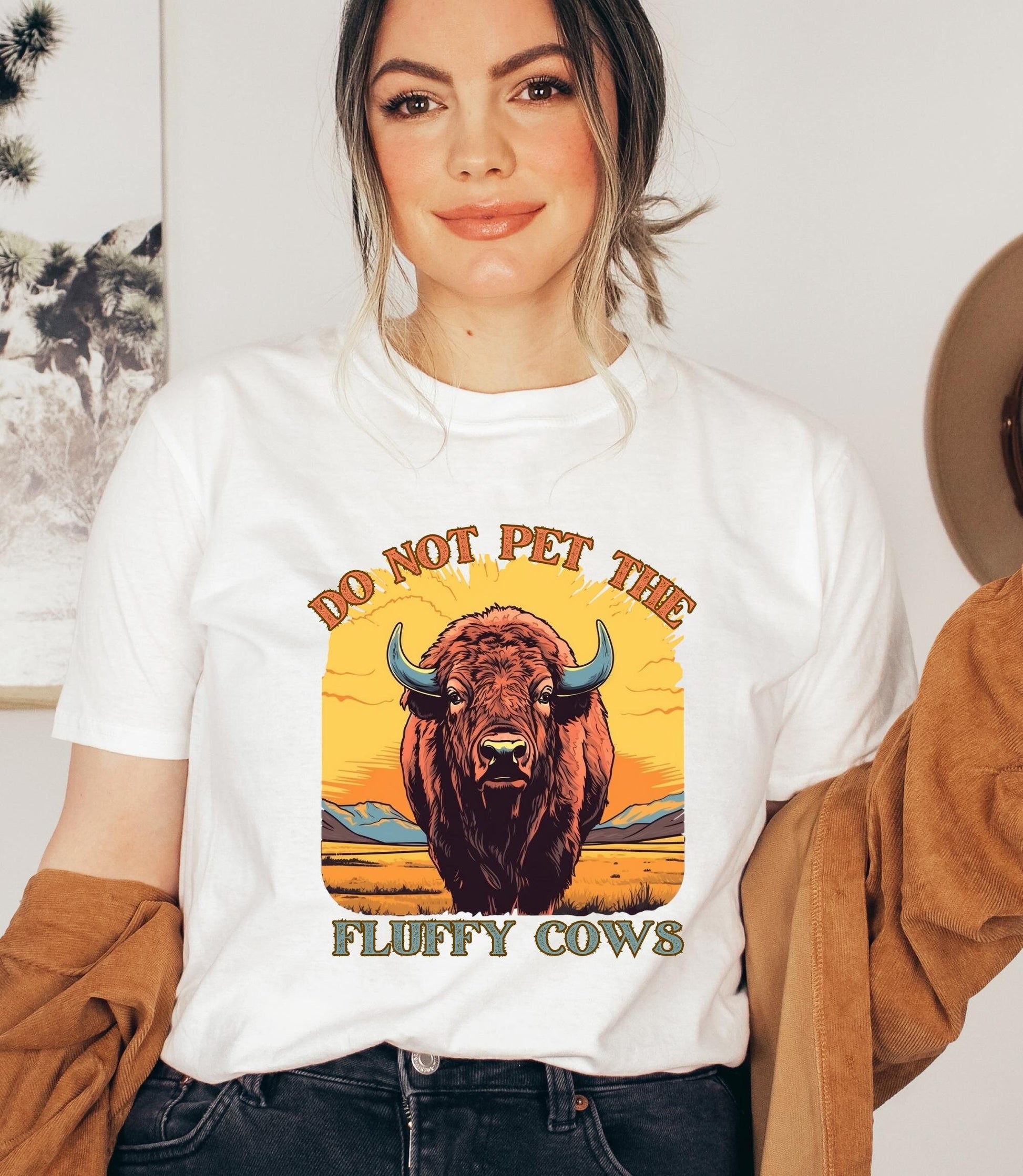 Dont pet the fluffy cows t-shirt, bison shirt, yellowstone national park tee, rocky mountain shirt, vintage inspired shirt, retro cottagecor