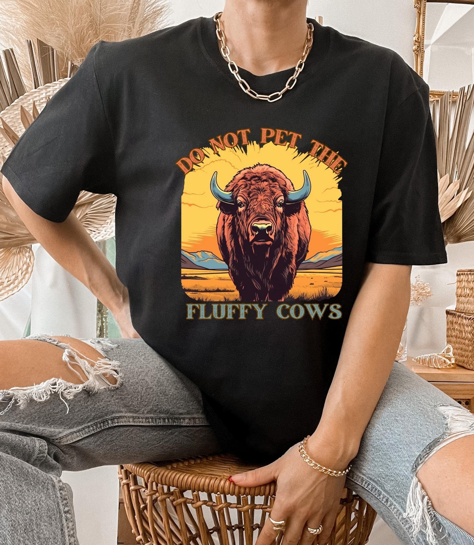 Dont pet the fluffy cows t-shirt, bison shirt, yellowstone national park tee, rocky mountain shirt, vintage inspired shirt, retro cottagecor