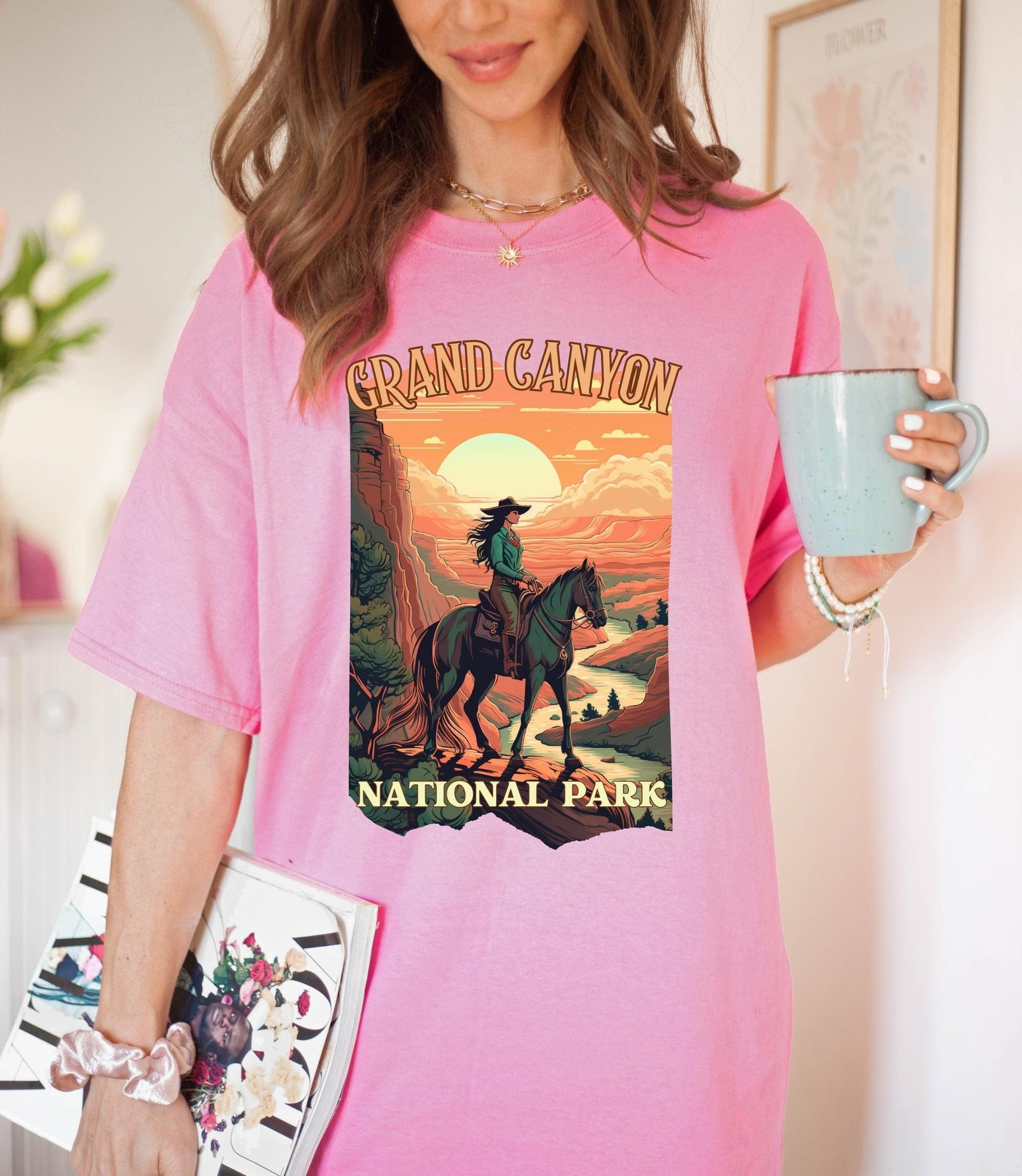 Grand canyon shirt, cowgirl tee, horse riding shirt, cowgirl gifts, sister birthday gift, rim to rim grand canyon, national park t-shirt,
