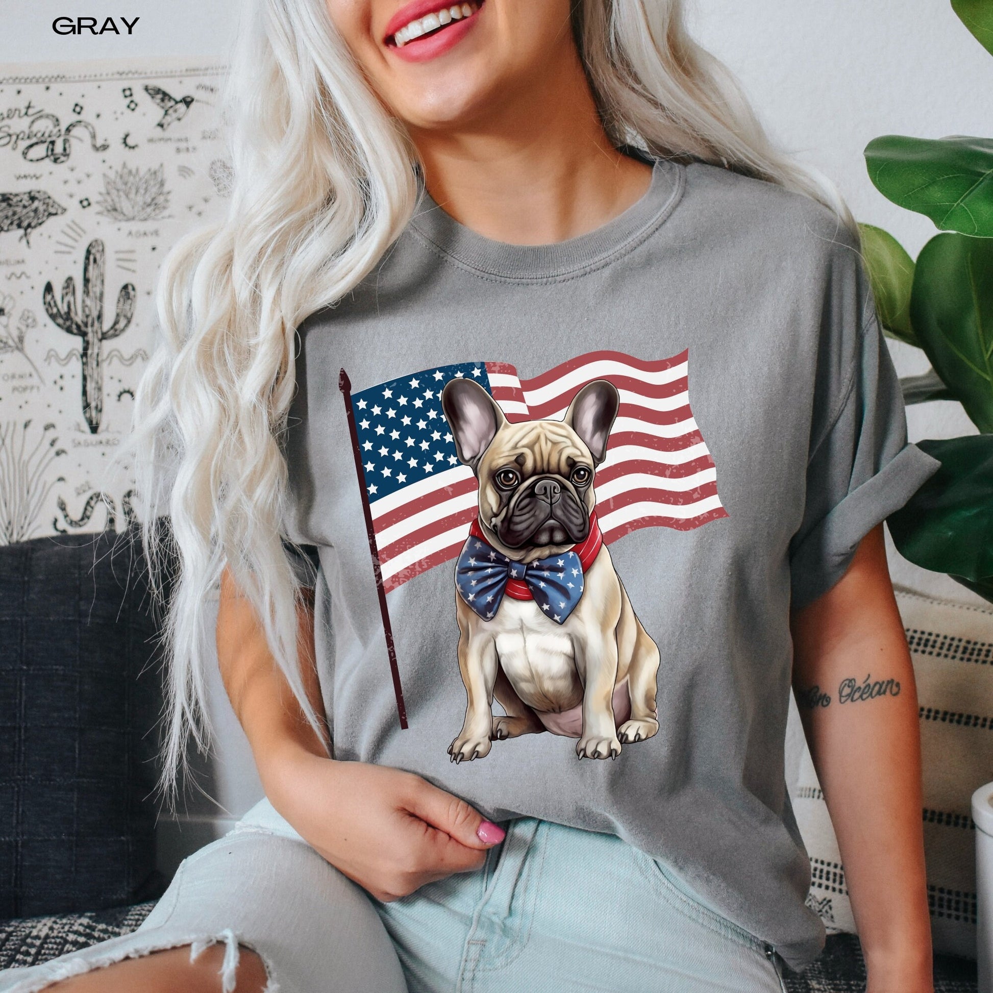 4th of july french bulldog shirt, french bulldog tee, french bulldog mom gift, Retro 4th of July Shirt, Red White and Blue, America shirt