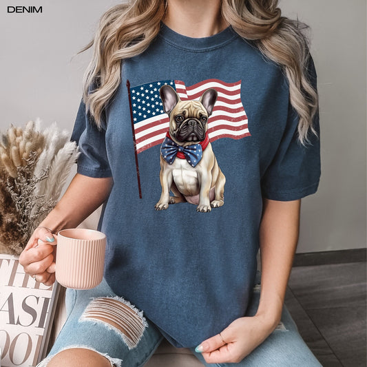 4th of july french bulldog shirt, french bulldog tee, french bulldog mom gift, Retro 4th of July Shirt, Red White and Blue, America shirt