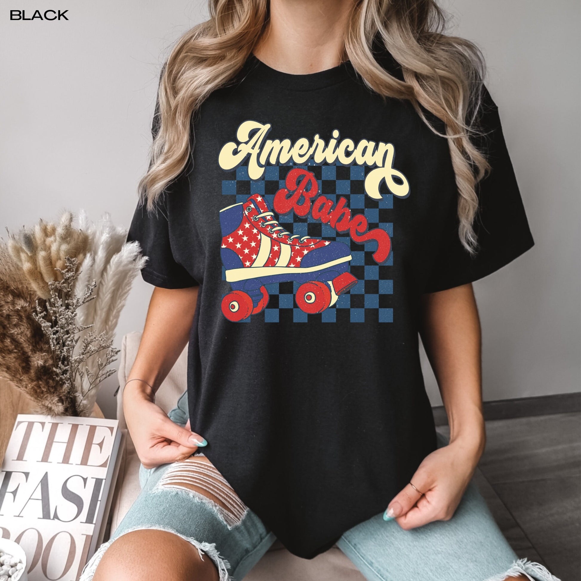 4th of July retro American babe comfort colors t-shirt, vintage shirt, independence day tee, red white and blue, american birthday gift