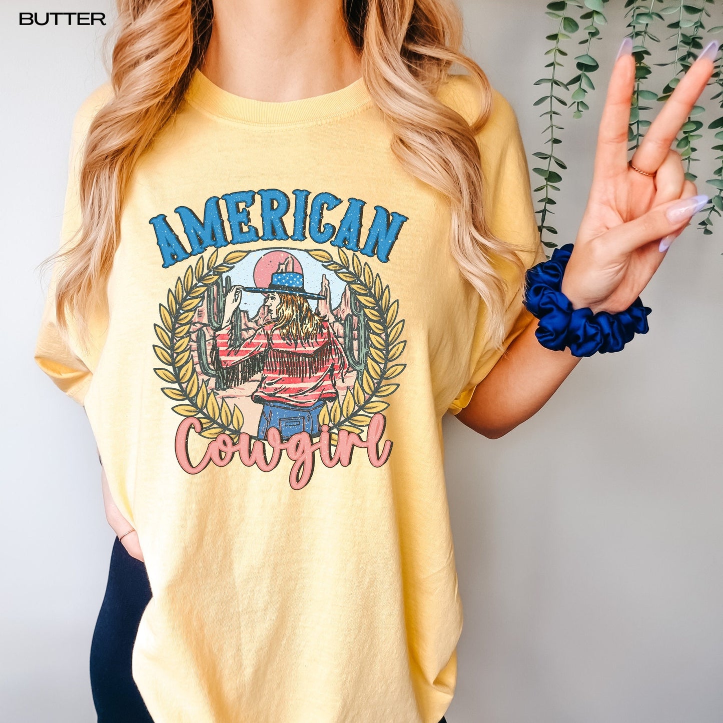 Retro American cowgirl comfort colors t-shirt, 4th of july gifts, vintage independence day shirt, cowgirl gifts, cowgirl birthday gift