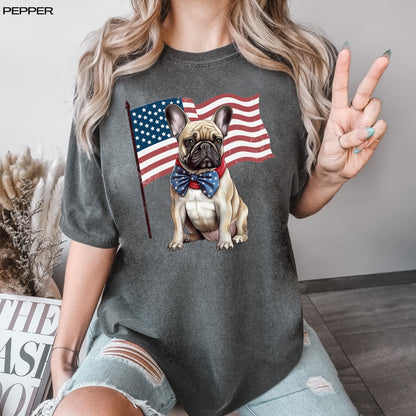 4th of july french bulldog shirt, french bulldog tee, french bulldog mom gift, Retro 4th of July Shirt, Red White and Blue, America shirt