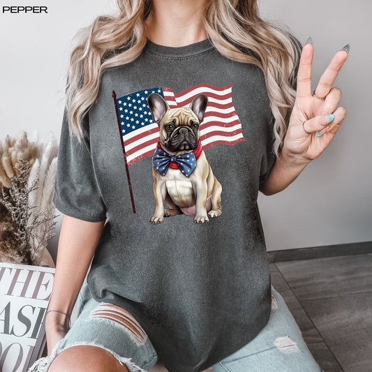 4th of july french bulldog shirt, french bulldog tee, french bulldog mom gift, Retro 4th of July Shirt, Red White and Blue, America shirt