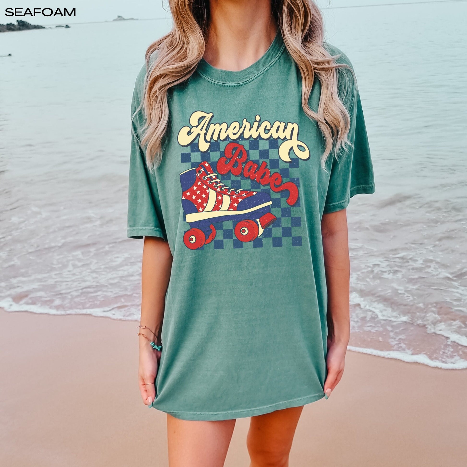 4th of July retro American babe comfort colors t-shirt, vintage shirt, independence day tee, red white and blue, american birthday gift