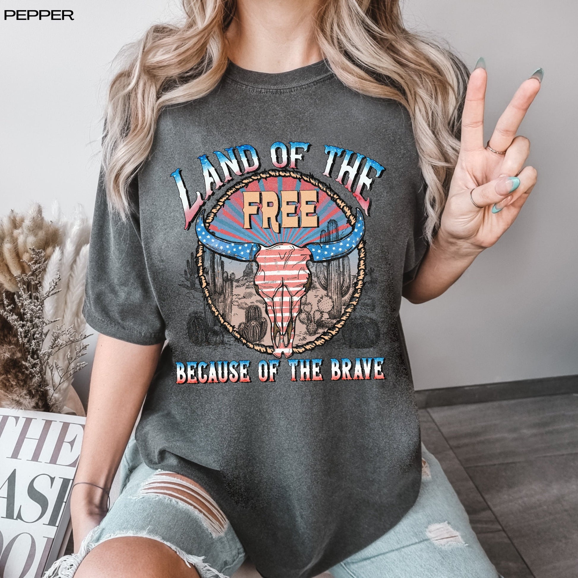 4th of july comfort colors shirt, land of the free shirt, America shirt, Independence Day Tee, retro cowgirl gift, western cowboy gift