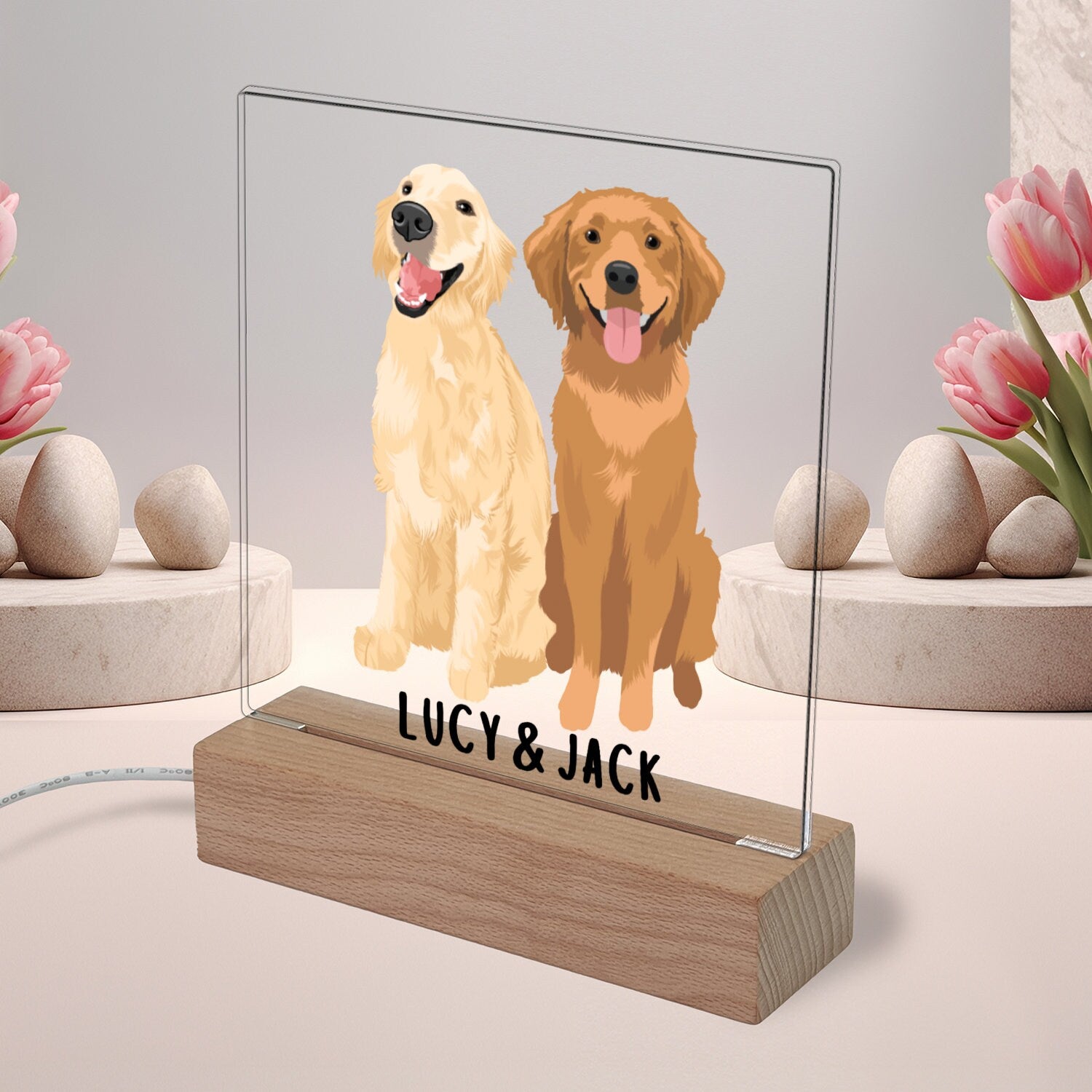 Golden retriever sign led, led base, golden retriever gifts, retriever mom, retriever dad, Christmas retriever gift, dog owner bedroom decor