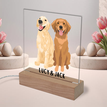 Golden retriever sign led, led base, golden retriever gifts, retriever mom, retriever dad, Christmas retriever gift, dog owner bedroom decor