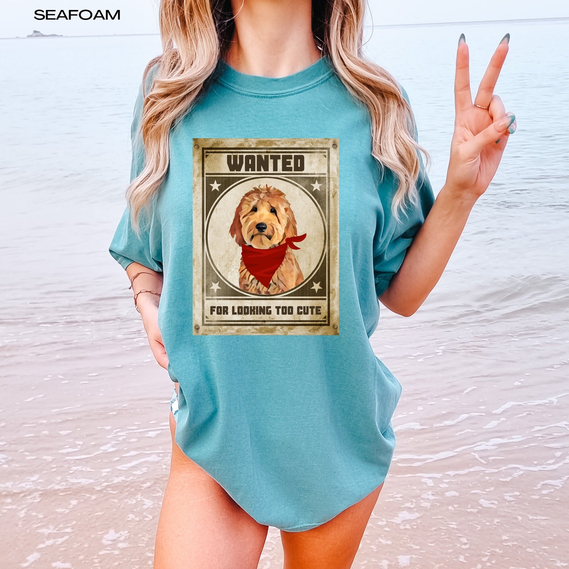 Wanted Goldendoodle comfort colors t-shirt, golden doodle gifts, doodle dad shirt, doodle mom tee, western t-shirt, retro dog shirt