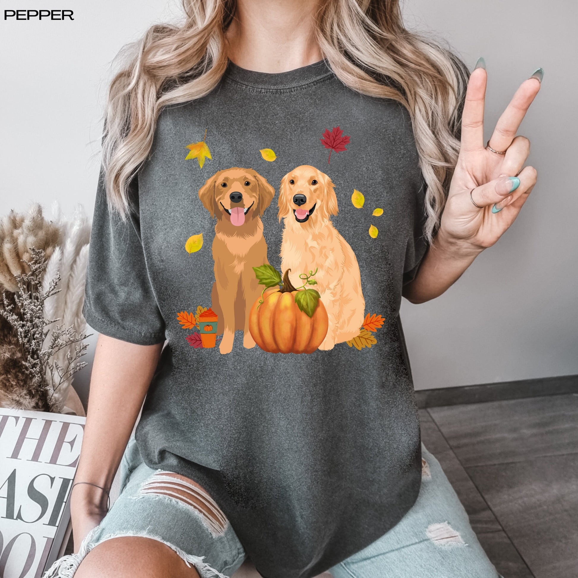 Fall Golden retriever shirt, comfort colors tee, golden retriever gifts, golden retriever dad, Halloween pumpkin shirt, wife birthday gift