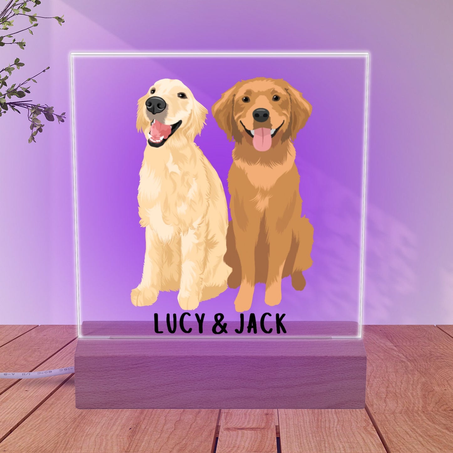 Golden retriever sign led, led base, golden retriever gifts, retriever mom, retriever dad, Christmas retriever gift, dog owner bedroom decor
