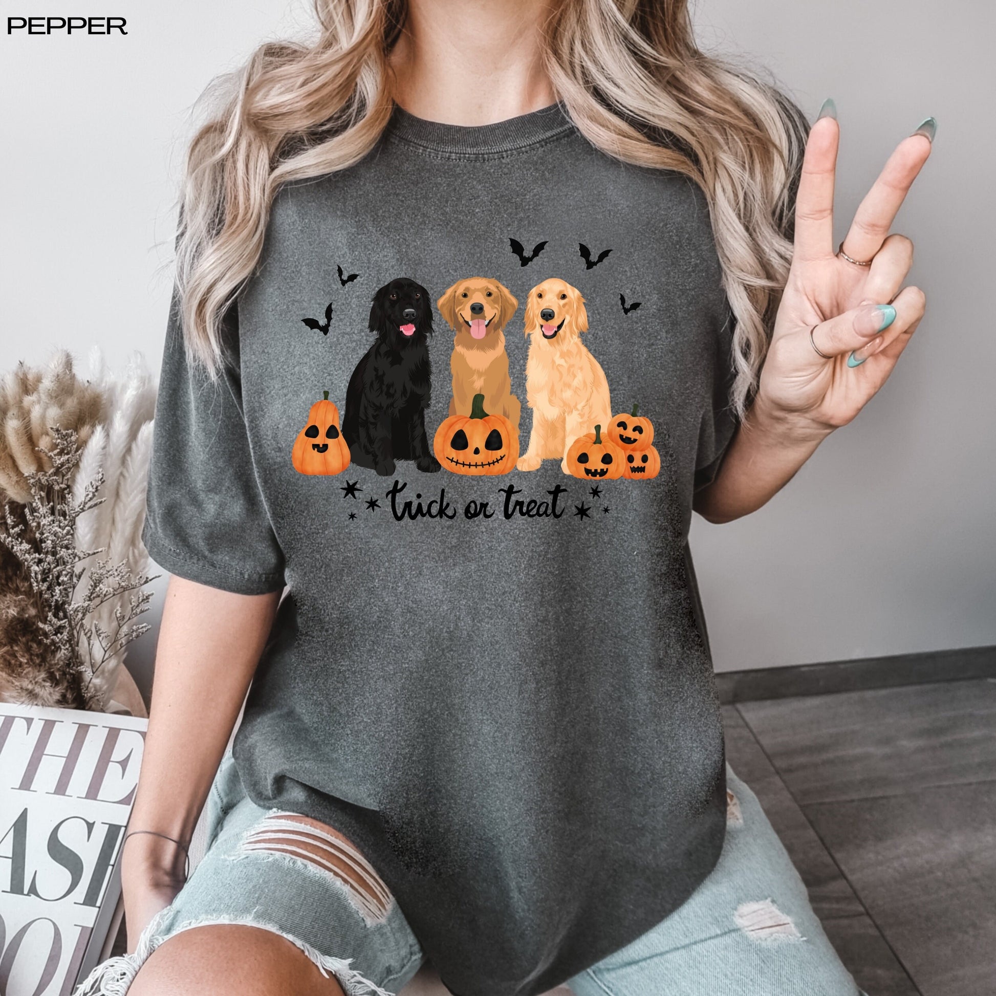 Halloween Golden retriever shirt, comfort colors t-shirt for trick or treating, pumpkin dog shirt, ghost retriever, dog mom birthday gift