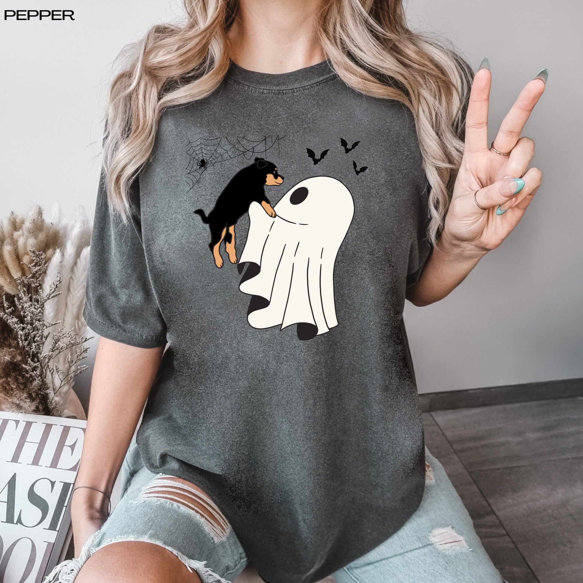Ghost Rottweiler shirt, comfort colors t-shirt, Halloween rottweiler gift, rottie mom birthday gift, rottweiler puppy dad christmas gift