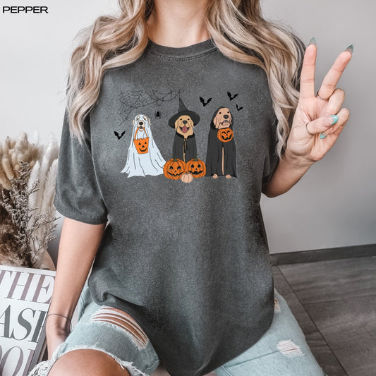 Ghost retriever shirt, comfort colors t-shirt, golden retriever gifts, halloween golden retriever, labrador ghost sweater, retro halloweeen