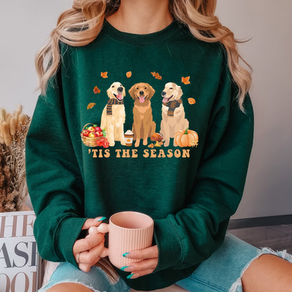 Golden retriever fall sweatshirt, autumn mushroom shirt, retriever gifts, fall dog shirt, dog lover sweater, dog Christmas gift, dog mom tee