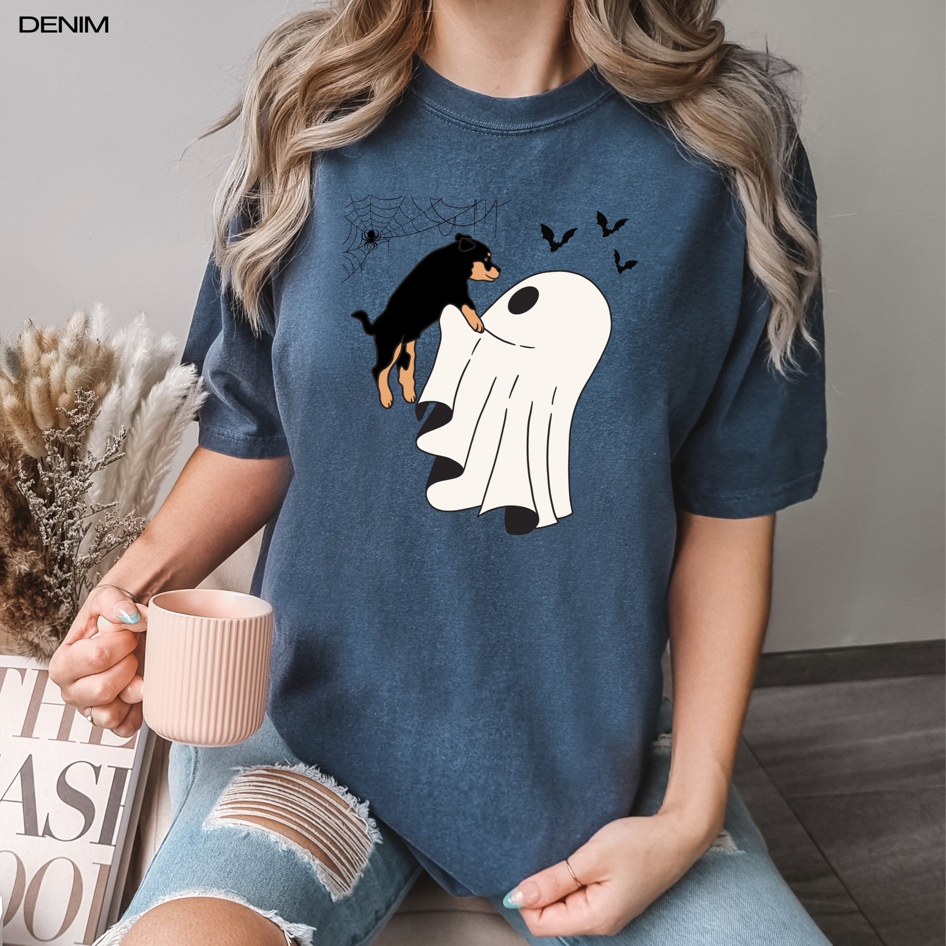 Ghost Rottweiler shirt, comfort colors t-shirt, Halloween rottweiler gift, rottie mom birthday gift, rottweiler puppy dad christmas gift