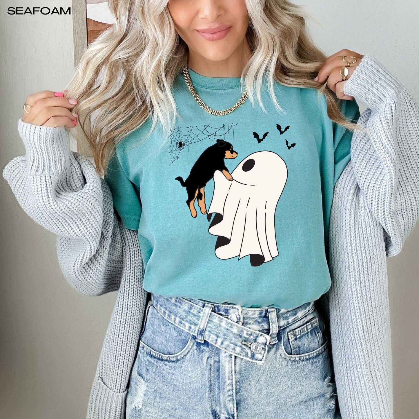 Ghost Rottweiler shirt, comfort colors t-shirt, Halloween rottweiler gift, rottie mom birthday gift, rottweiler puppy dad christmas gift