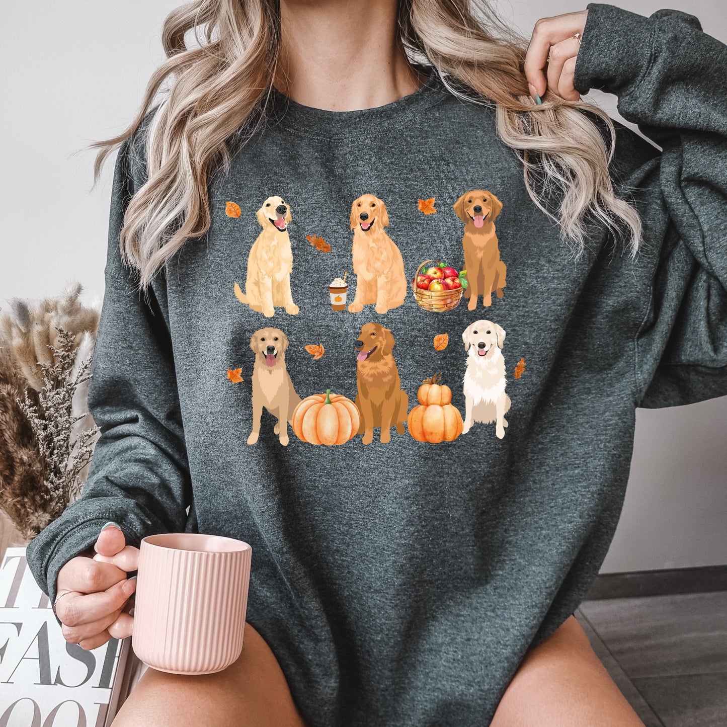 Fall Golden retriever sweatshirt, autumn retriever gifts, golden retriever dad, halloween pumpkin shirt, dog mom sweater, pumpkin crewneck